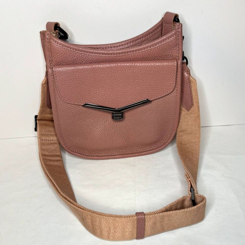 Valentina Botkier Saddle Leather Hobo Blush Pink Crossbody Shoulder Bag Womens